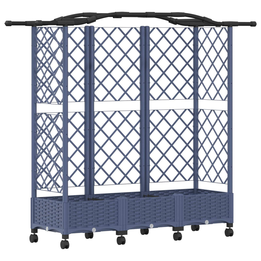 Verhoogd Bed met Trellis en Dak Grijs 163 x 40 x 129 cm PP