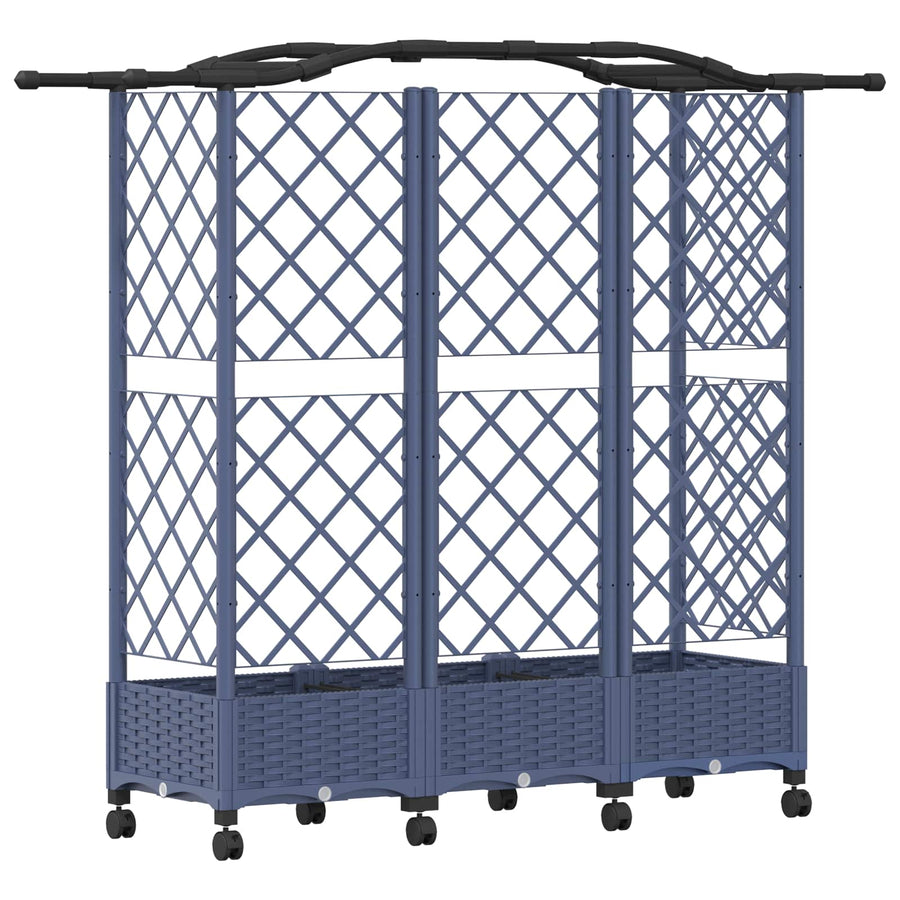 Verhoogd Bed met Trellis en Dak Grijs 163 x 40 x 129 cm PP
