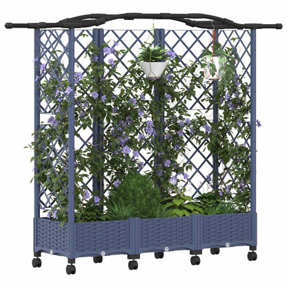 Verhoogd Bed met Trellis en Dak Grijs 163 x 40 x 129 cm PP