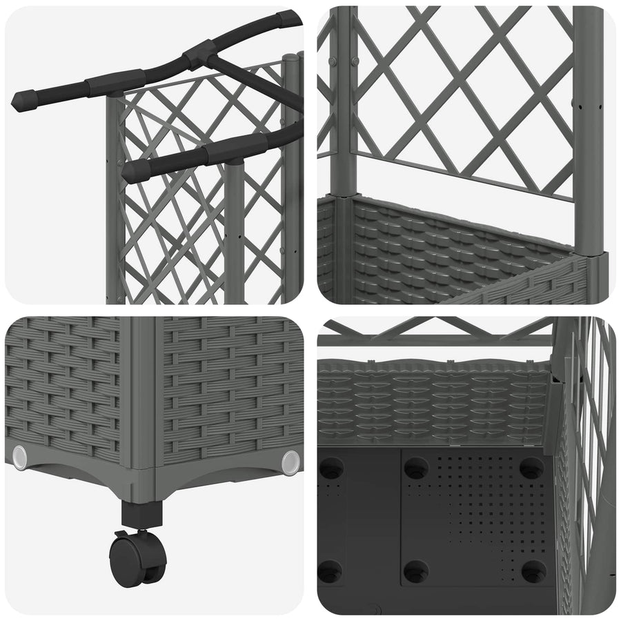 Verhoogd Bed met Trellis en Dak Lichtgrijs 163 x 40 x 129 cm PP