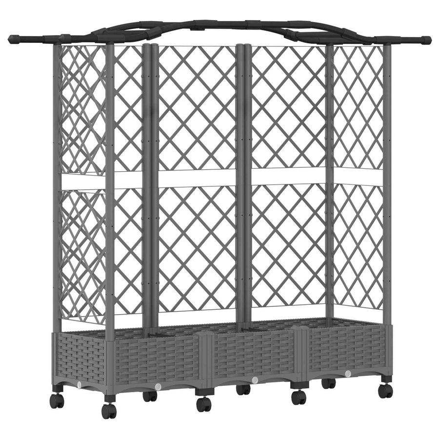 Verhoogd Bed met Trellis en Dak Lichtgrijs 163 x 40 x 129 cm PP