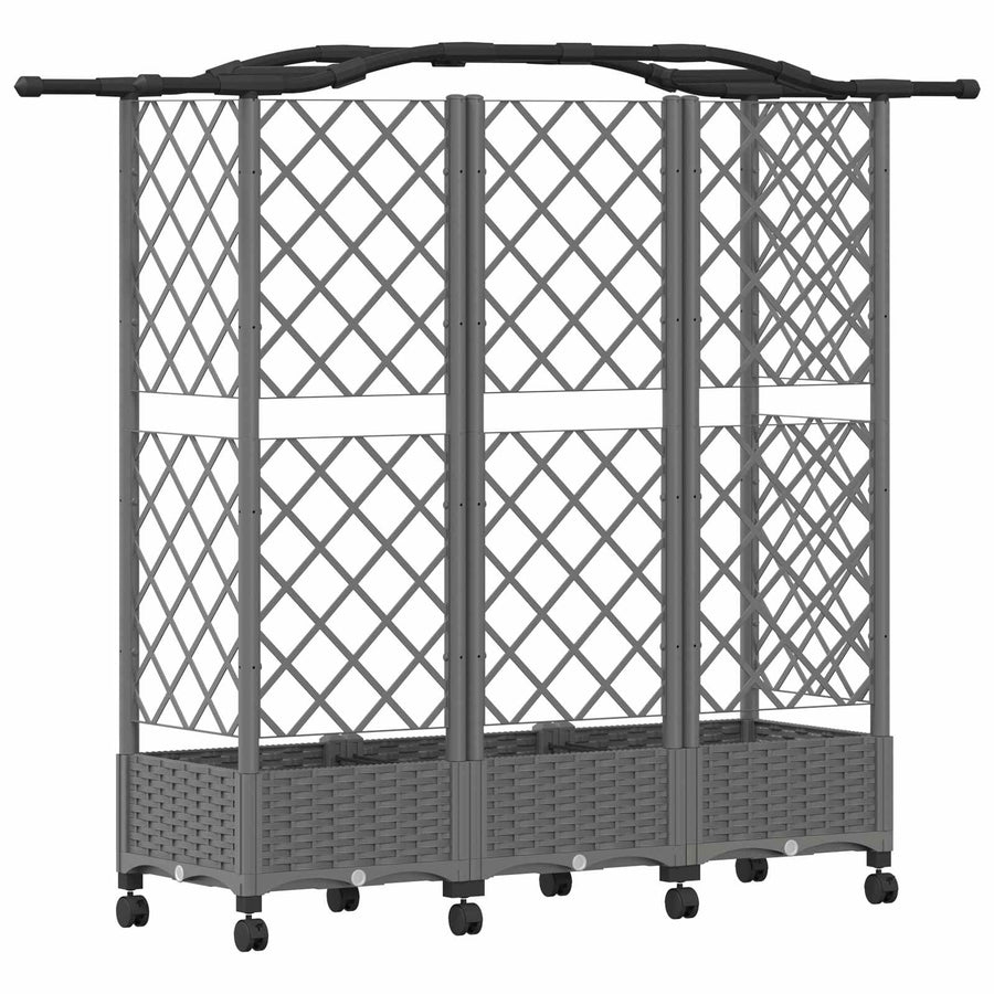 Verhoogd Bed met Trellis en Dak Lichtgrijs 163 x 40 x 129 cm PP