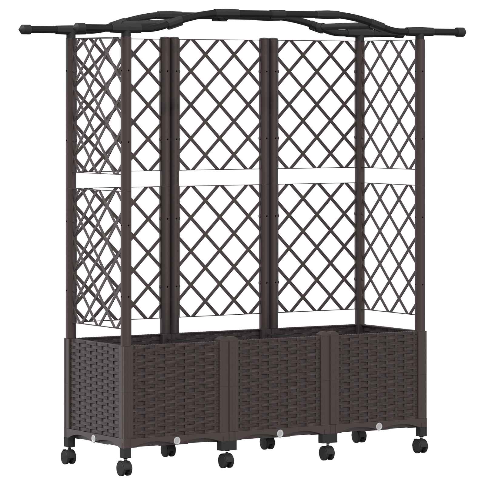 Verhoogd Bed met Trellis en Dak Bruin 163 x 40 x 144 cm PP