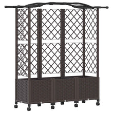 Verhoogd Bed met Trellis en Dak Bruin 163 x 40 x 144 cm PP