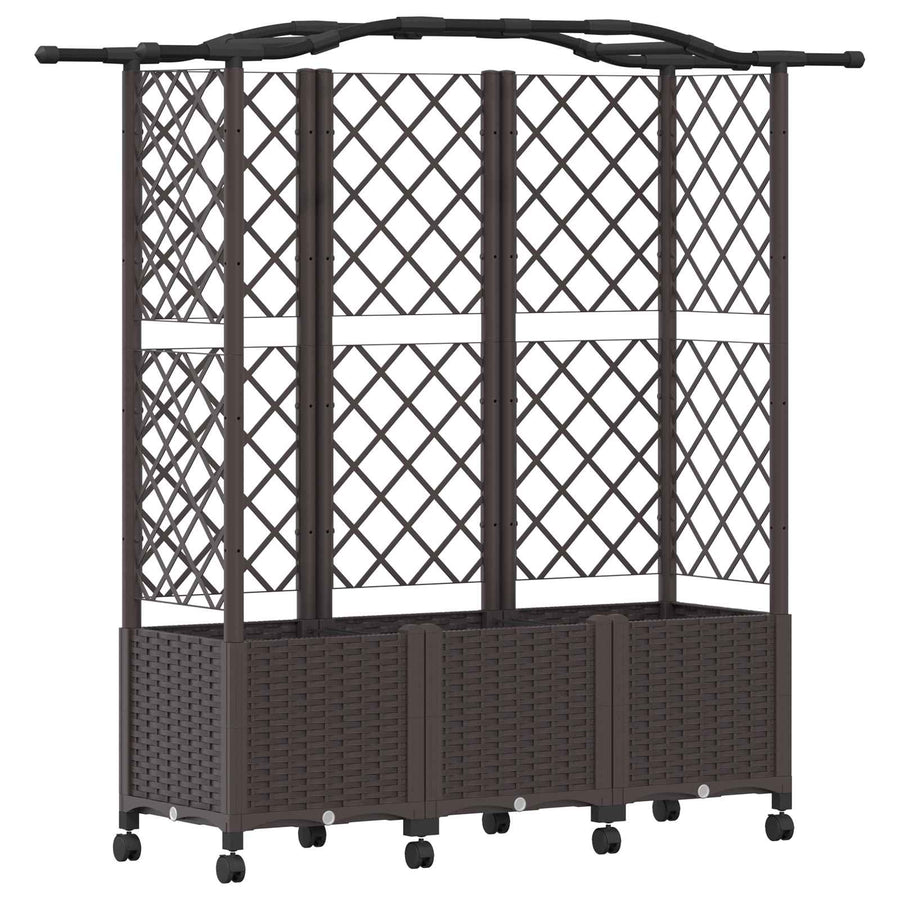 Verhoogd Bed met Trellis en Dak Bruin 163 x 40 x 144 cm PP