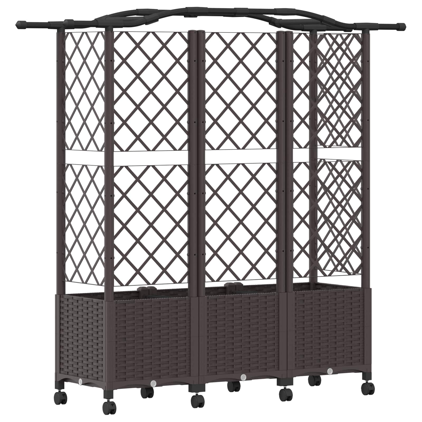 Verhoogd Bed met Trellis en Dak Bruin 163 x 40 x 144 cm PP