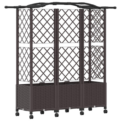 Verhoogd Bed met Trellis en Dak Bruin 163 x 40 x 144 cm PP