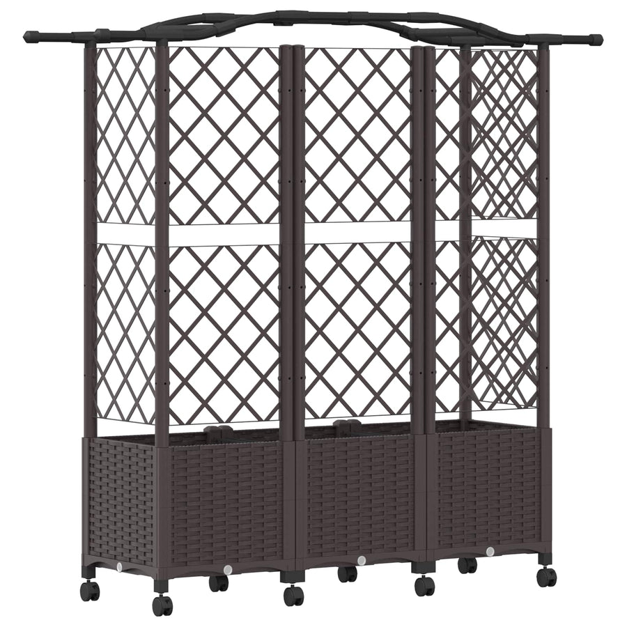 Verhoogd Bed met Trellis en Dak Bruin 163 x 40 x 144 cm PP
