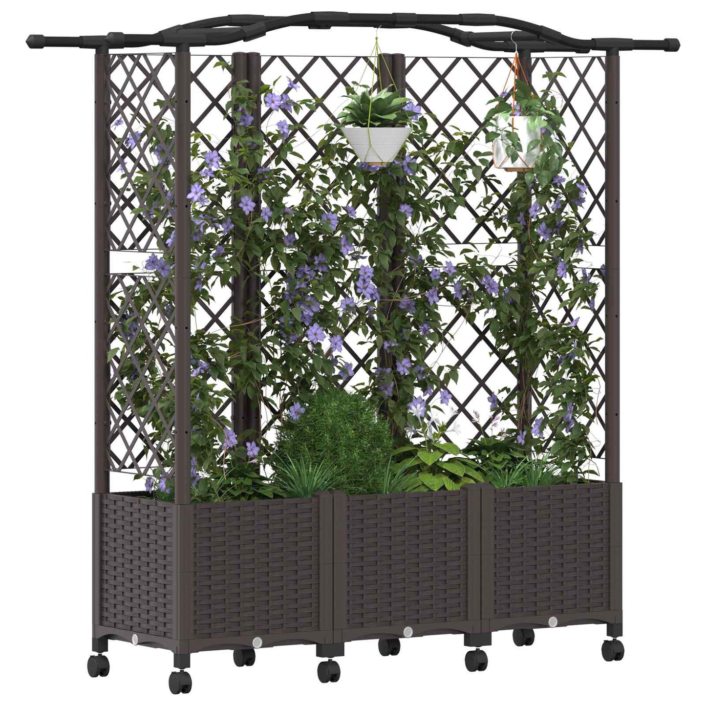 Verhoogd Bed met Trellis en Dak Bruin 163 x 40 x 144 cm PP