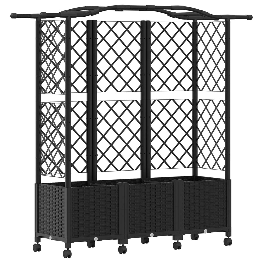 Verhoogd Bed met Trellis en Dak Zwart 163 x 40 x 144 cm PP