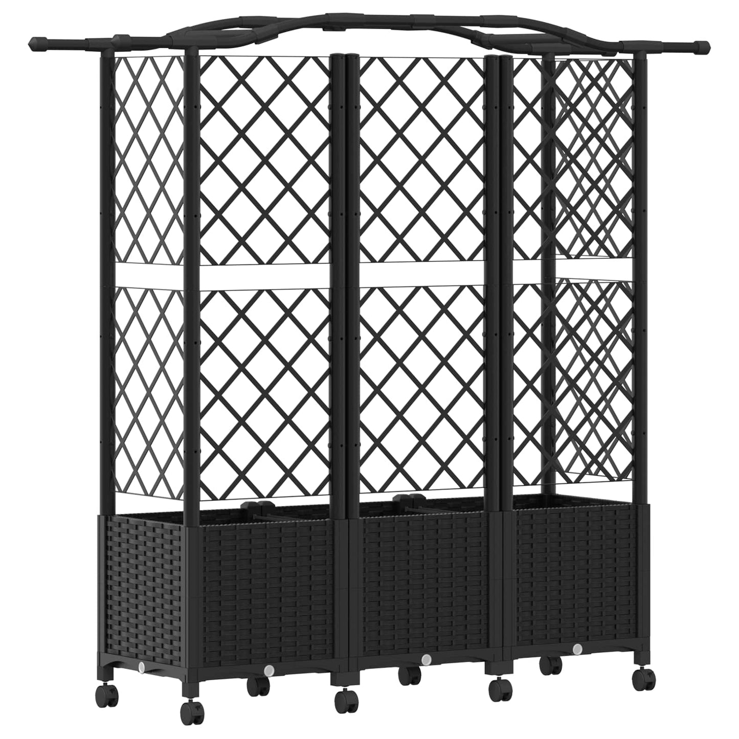 Verhoogd Bed met Trellis en Dak Zwart 163 x 40 x 144 cm PP