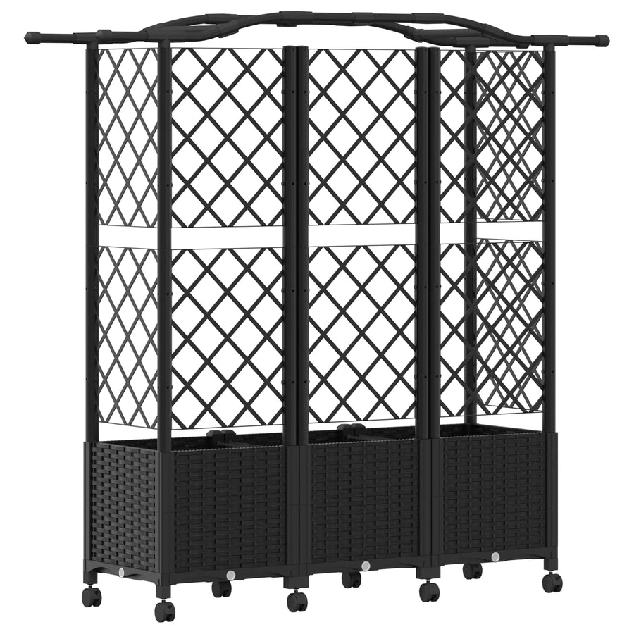 Verhoogd Bed met Trellis en Dak Zwart 163 x 40 x 144 cm PP