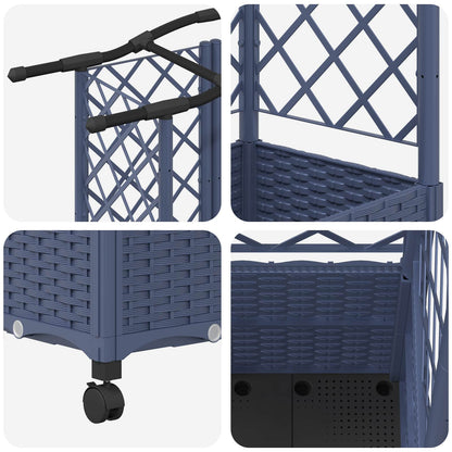 Verhoogd Bed met Trellis en Dak Grijs 163 x 40 x 144 cm PP