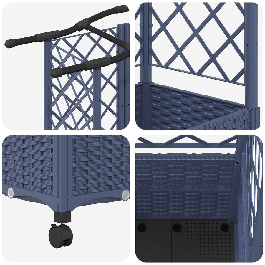 Verhoogd Bed met Trellis en Dak Grijs 163 x 40 x 144 cm PP