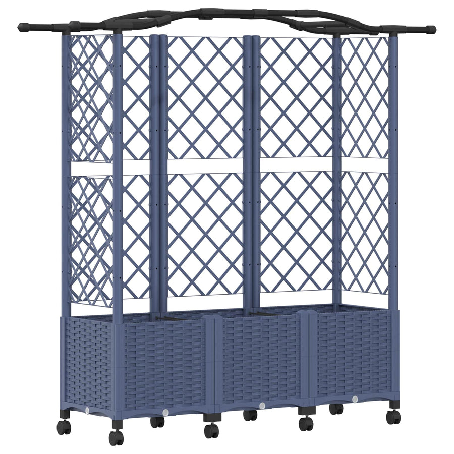 Verhoogd Bed met Trellis en Dak Grijs 163 x 40 x 144 cm PP