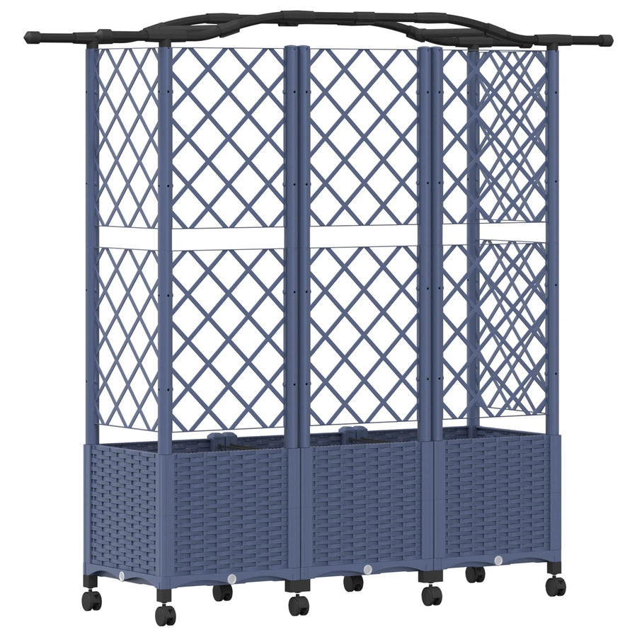 Verhoogd Bed met Trellis en Dak Grijs 163 x 40 x 144 cm PP