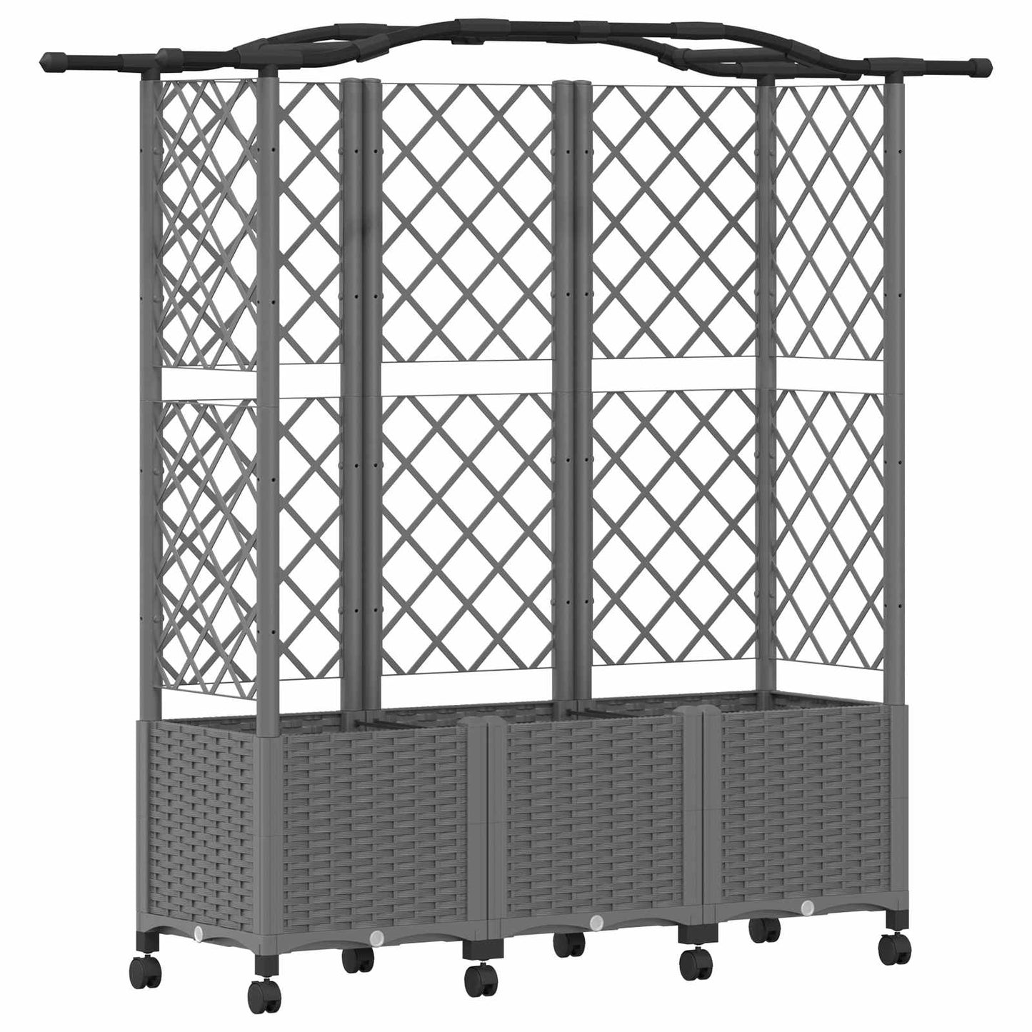 Verhoogd Bed met Trellis en Dak Lichtgrijs 163 x 40 x 144 cm PP