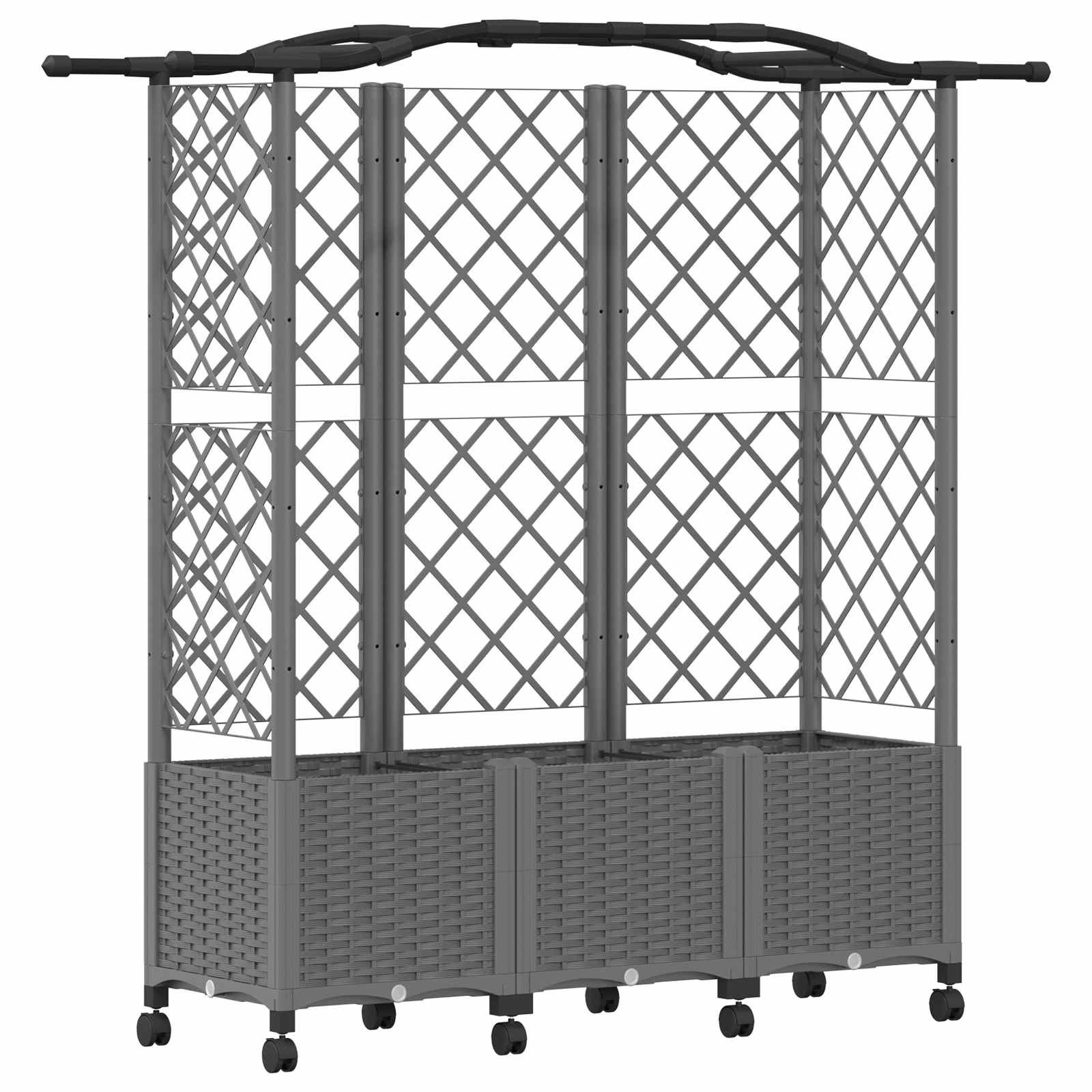 Verhoogd Bed met Trellis en Dak Lichtgrijs 163 x 40 x 144 cm PP