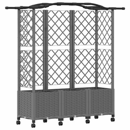 Verhoogd Bed met Trellis en Dak Lichtgrijs 163 x 40 x 144 cm PP