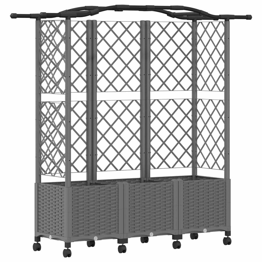 Verhoogd Bed met Trellis en Dak Lichtgrijs 163 x 40 x 144 cm PP