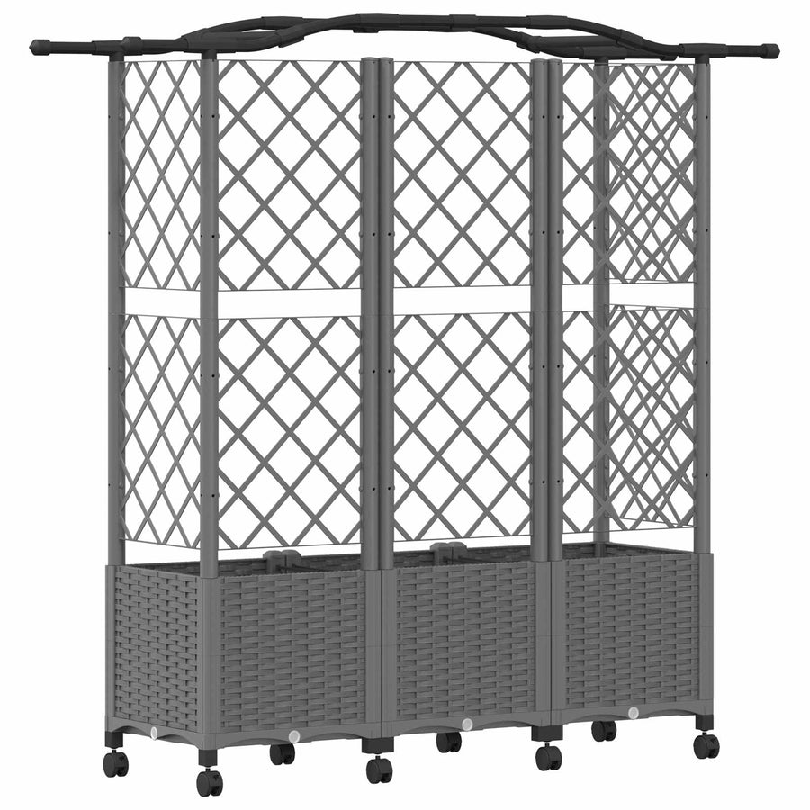Verhoogd Bed met Trellis en Dak Lichtgrijs 163 x 40 x 144 cm PP