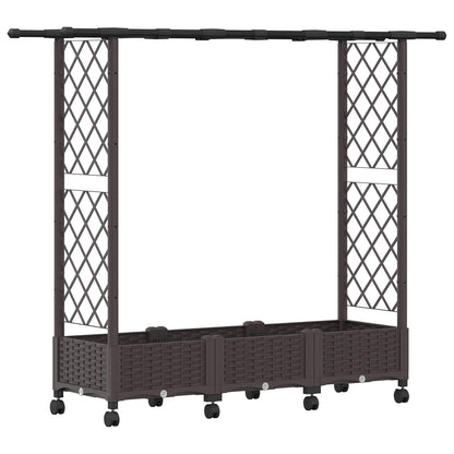 Verhoogd Bed met Trellis en Dak Bruin 164 x 40 x 127 cm PP
