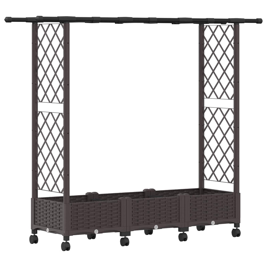 Verhoogd Bed met Trellis en Dak Bruin 164 x 40 x 127 cm PP
