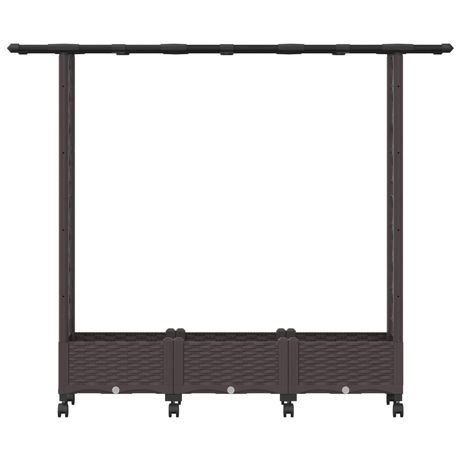 Verhoogd Bed met Trellis en Dak Bruin 164 x 40 x 127 cm PP