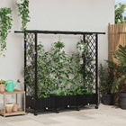 Verhoogd bed met dak en trellis 164x40x127 cm zwart polypropyleen