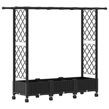 Verhoogd Bed met Trellis en Dak Zwart 164 x 40 x 127 cm PP