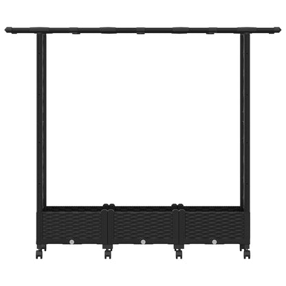 Verhoogd Bed met Trellis en Dak Zwart 164 x 40 x 127 cm PP