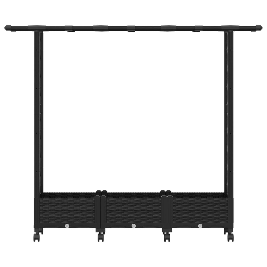 Verhoogd Bed met Trellis en Dak Zwart 164 x 40 x 127 cm PP