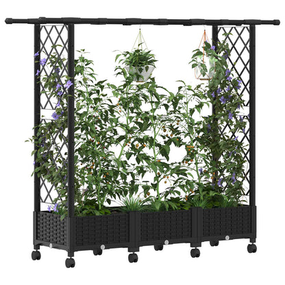 Verhoogd Bed met Trellis en Dak Zwart 164 x 40 x 127 cm PP