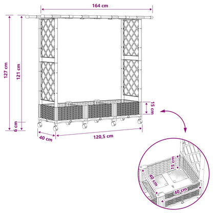 Verhoogd Bed met Trellis en Dak Zwart 164 x 40 x 127 cm PP