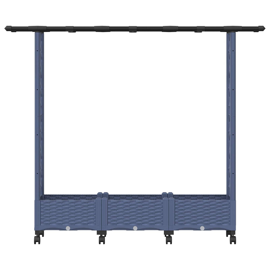 Verhoogd Bed met Trellis en Dak Grijs 164 x 40 x 127 cm PP