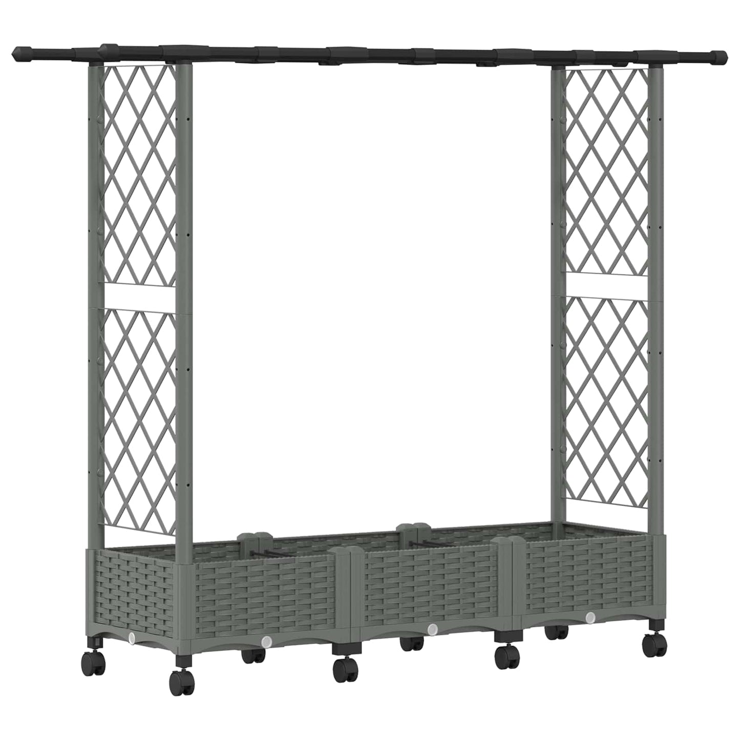 Verhoogd Bed met Trellis en Dak Lichtgrijs 164 x 40 x 127 cm PP