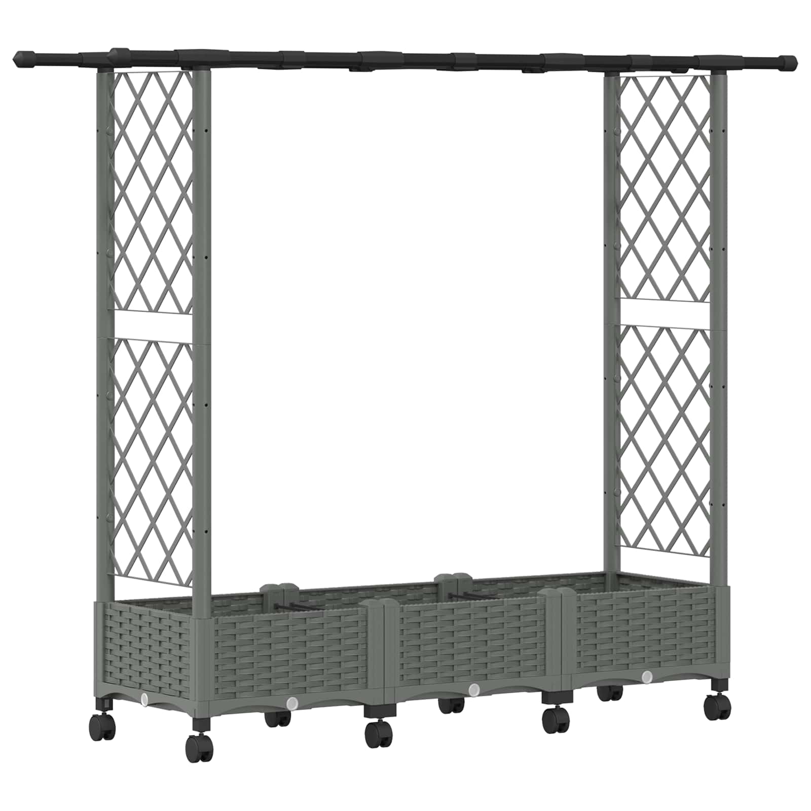 Verhoogd Bed met Trellis en Dak Lichtgrijs 164 x 40 x 127 cm PP