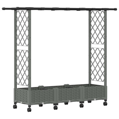 Verhoogd Bed met Trellis en Dak Lichtgrijs 164 x 40 x 127 cm PP