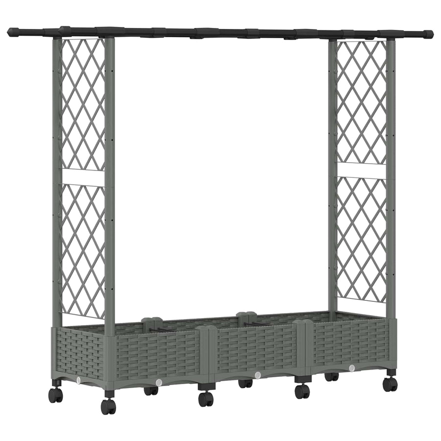 Verhoogd Bed met Trellis en Dak Lichtgrijs 164 x 40 x 127 cm PP