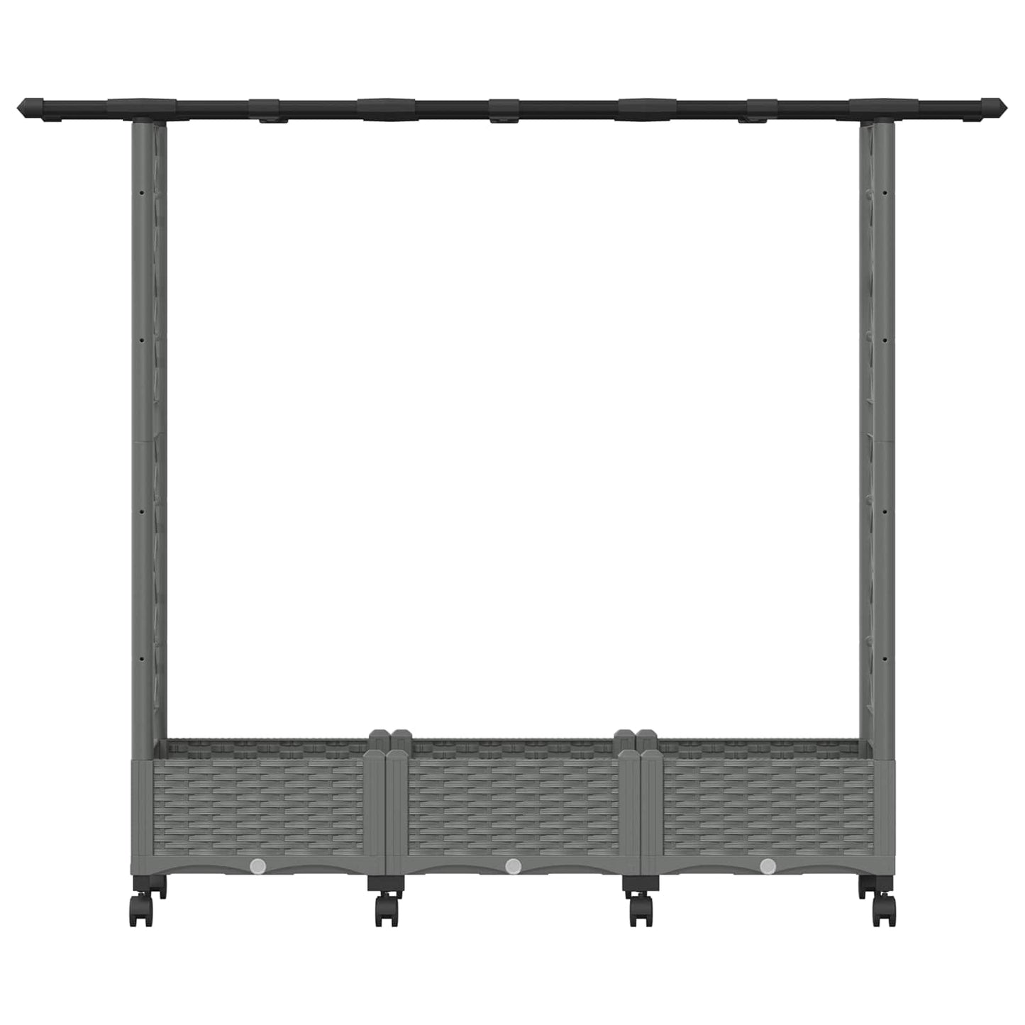 Verhoogd Bed met Trellis en Dak Lichtgrijs 164 x 40 x 127 cm PP