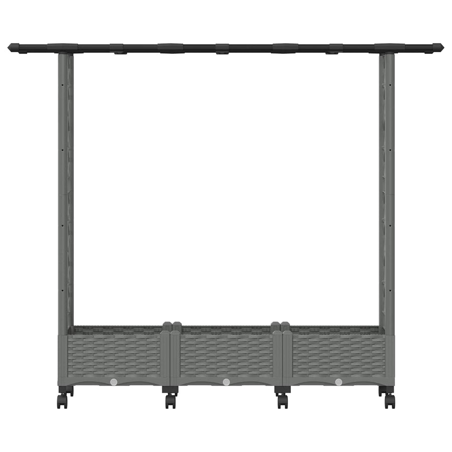 Verhoogd Bed met Trellis en Dak Lichtgrijs 164 x 40 x 127 cm PP