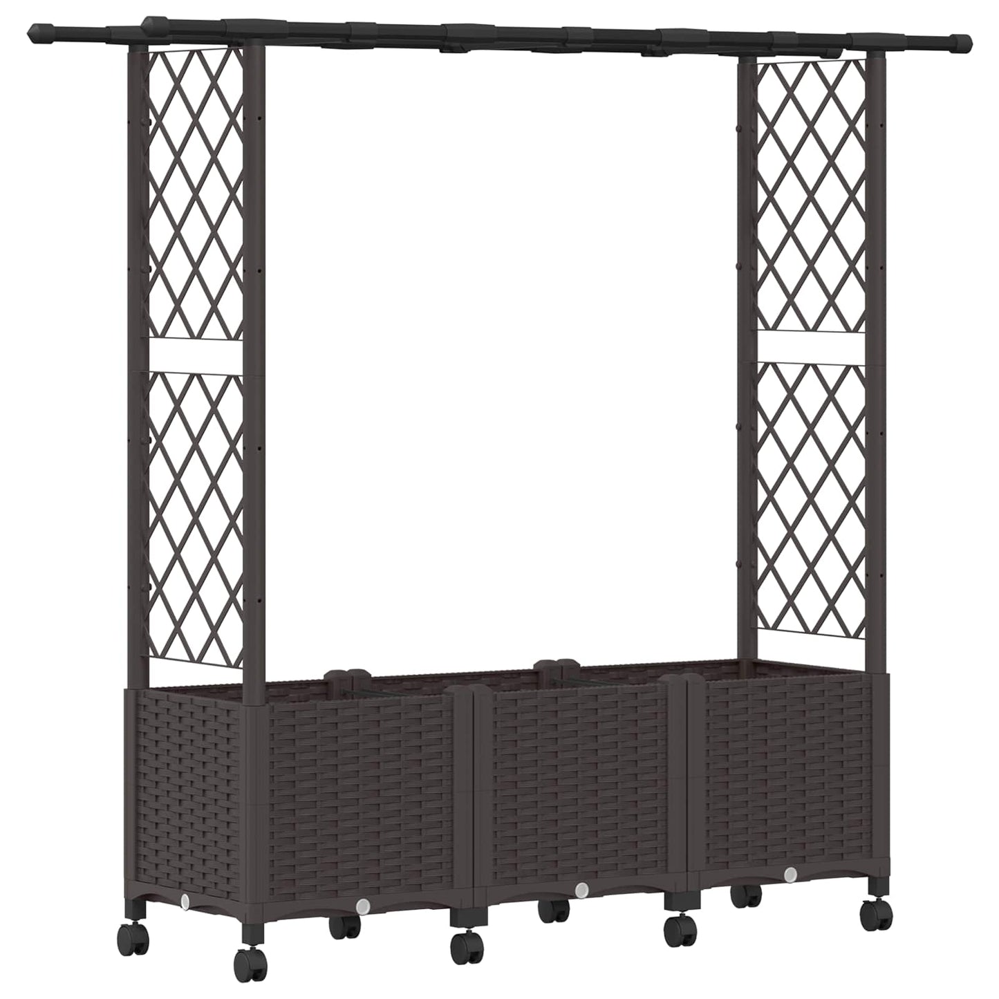Verhoogd Bed met Trellis en Dak Bruin 162,5 x 40 x 142 cm PP