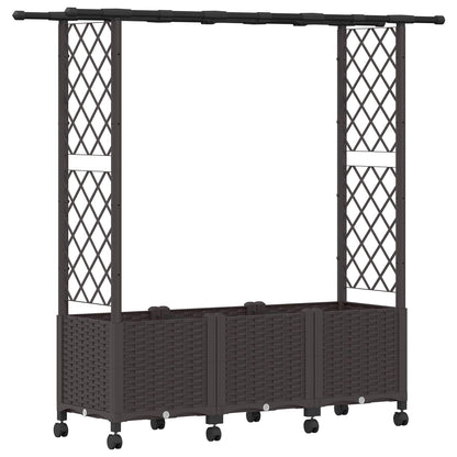 Verhoogd Bed met Trellis en Dak Bruin 162,5 x 40 x 142 cm PP