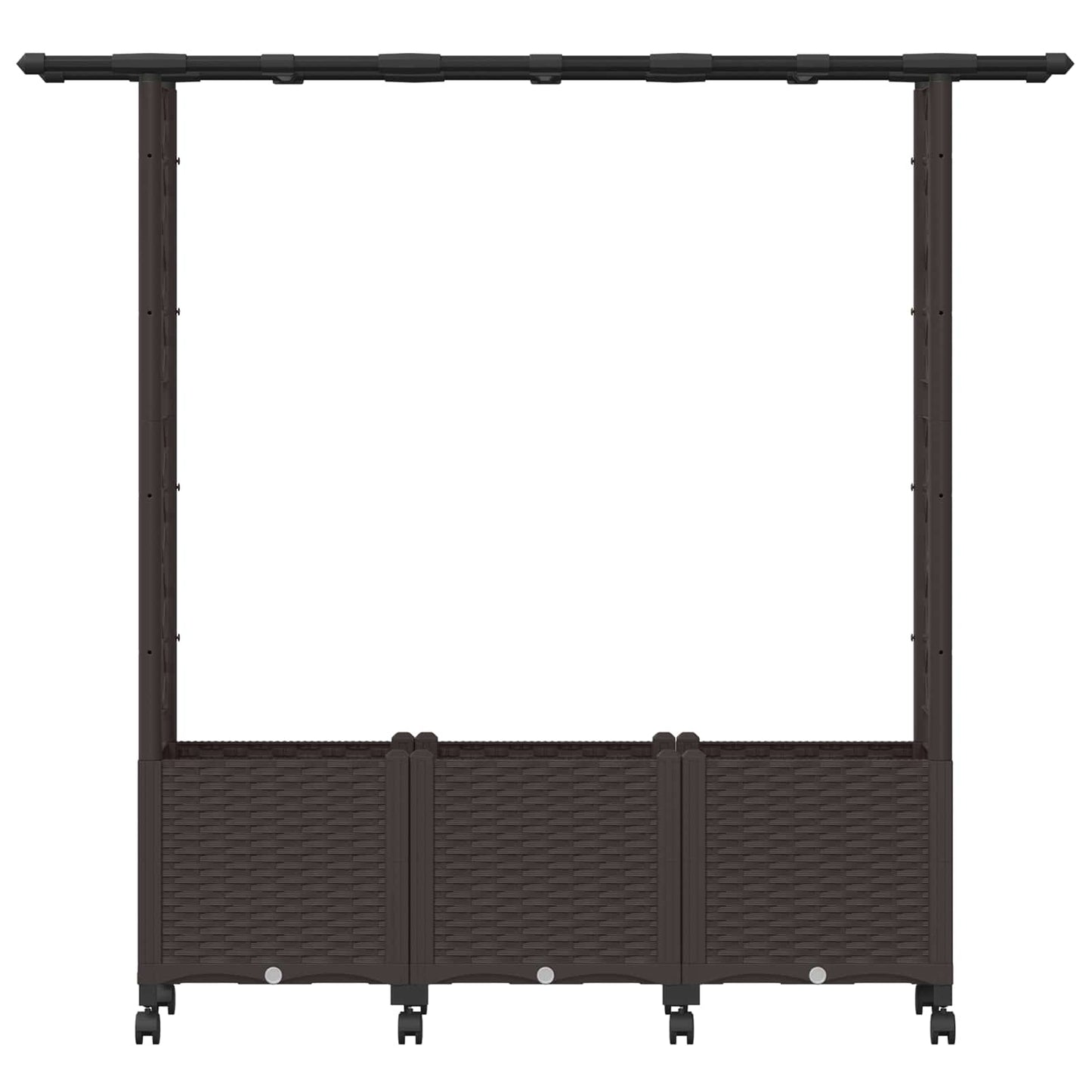 Verhoogd Bed met Trellis en Dak Bruin 162,5 x 40 x 142 cm PP