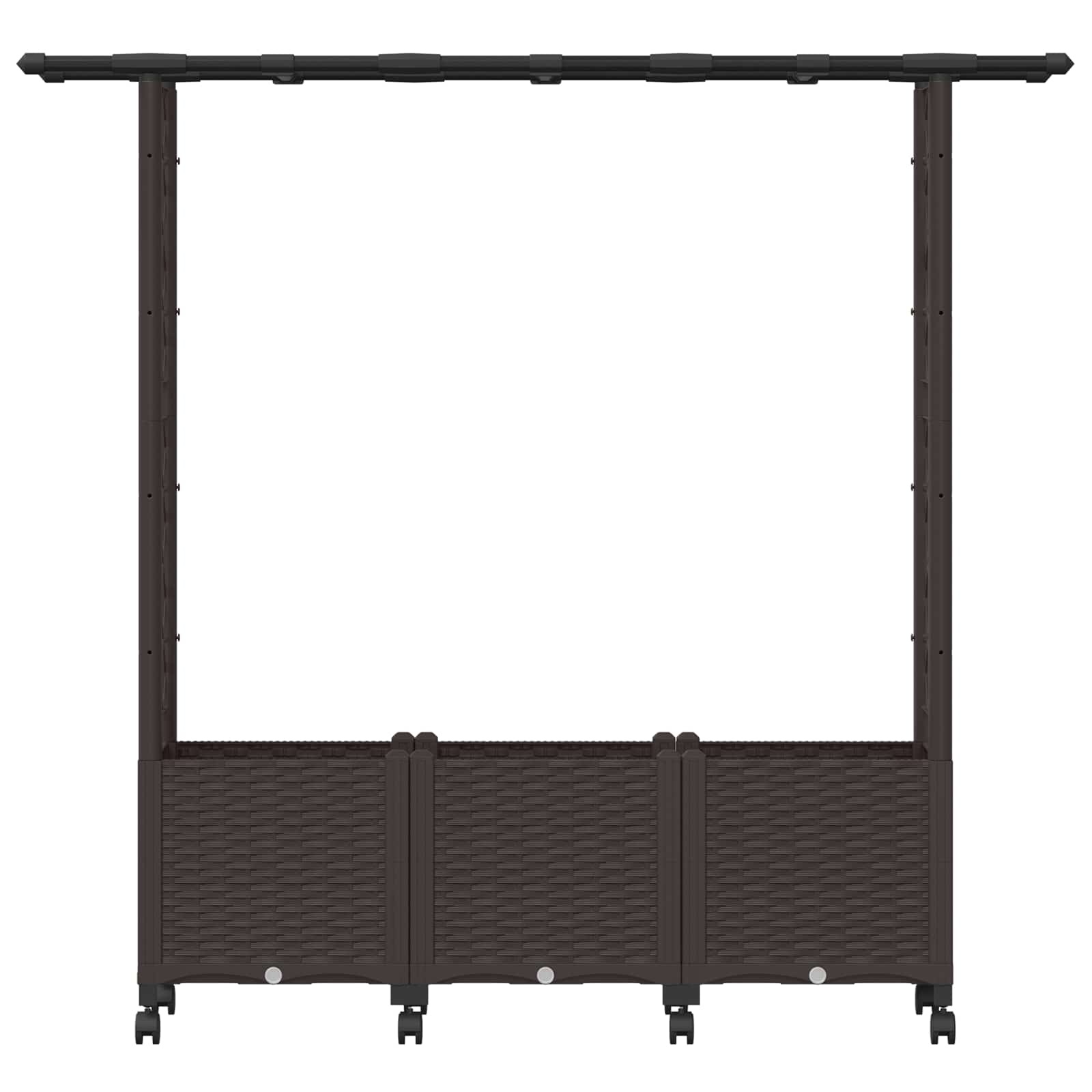 Verhoogd Bed met Trellis en Dak Bruin 162,5 x 40 x 142 cm PP