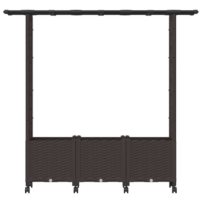 Verhoogd Bed met Trellis en Dak Bruin 162,5 x 40 x 142 cm PP