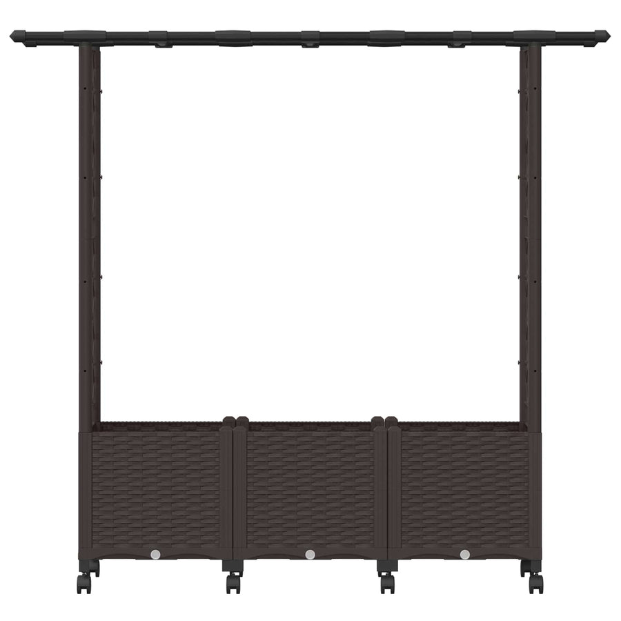 Verhoogd Bed met Trellis en Dak Bruin 162,5 x 40 x 142 cm PP