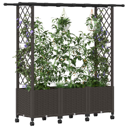 Verhoogd Bed met Trellis en Dak Bruin 162,5 x 40 x 142 cm PP
