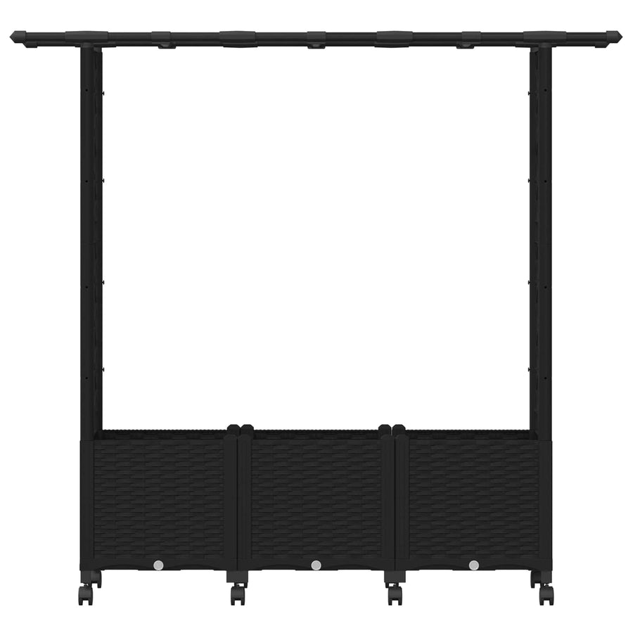 Verhoogd Bed met Trellis en Dak Zwart 162,5 x 40 x 142 cm PP