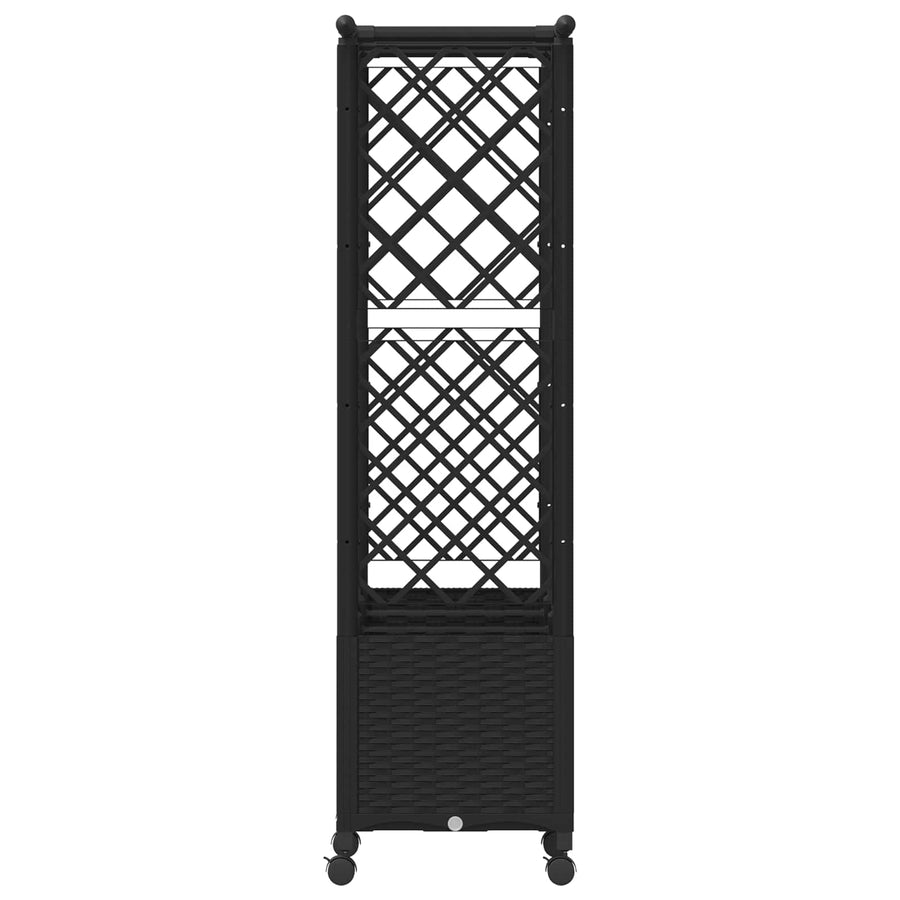 Verhoogd Bed met Trellis en Dak Zwart 162,5 x 40 x 142 cm PP